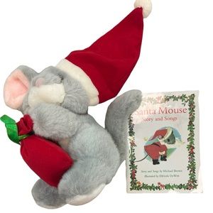 Santa Mouse Vintage Christmas Story Kit Stuffed Santa Mouse Book -Tape 1966 1996